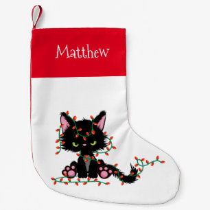 Moeie boze chagrijnige Kerstkat Kleine Kerstsok