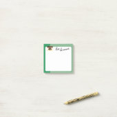 Moeie Bruine Hondjepup Dapper Met Potlood Groen Post-it® Notes (Op bureau)