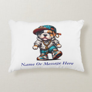 Moeie Bulldog Puppy Streetwear Gepersonaliseerd On Accent Kussen