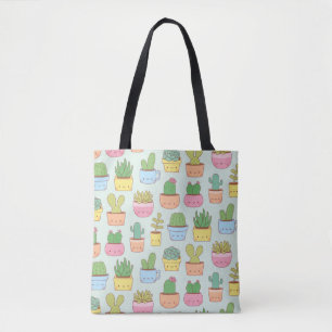 Moeie Cacti Vetplanten Planten Doodles Patroon Tote Bag