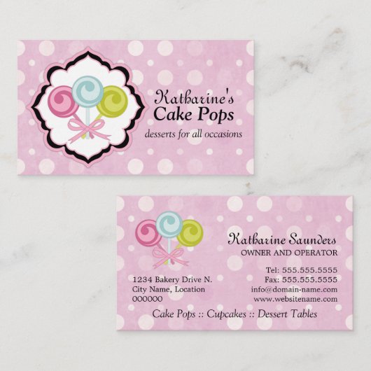 Moeie Cake Pops Bakkerij Visitekaartje (Voorkant / Achterkant)