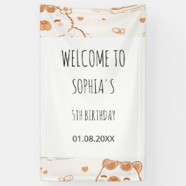 Moeie Capybara Kids 5e Verjaardagsfeest Welkomstbo Spandoek