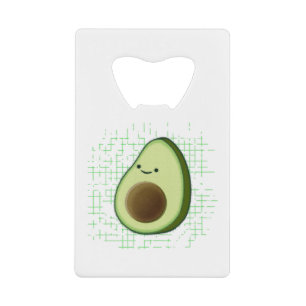 Moeie Cartoon Avocado Op Versleten Achtergrond Creditkaart Flessenopener