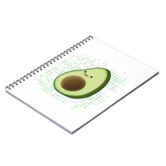 Moeie Cartoon Avocado Op Versleten Achtergrond Notitieboek (Linkerzijde)