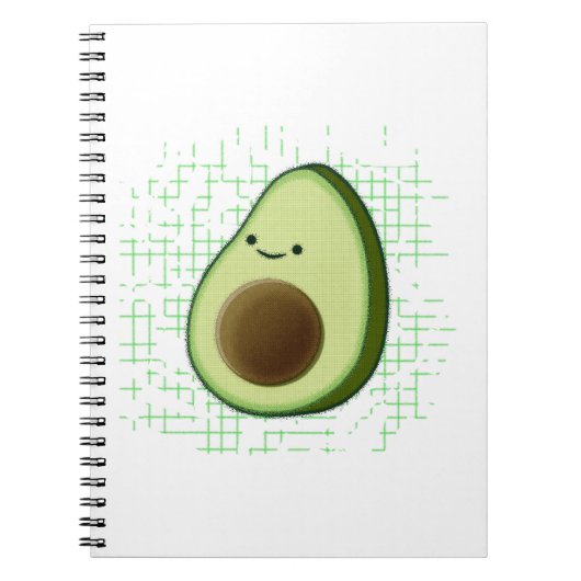 Moeie Cartoon Avocado Op Versleten Achtergrond Notitieboek (Voorkant)