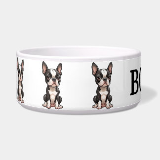 Moeie Cartoon Boston Terrier Personaliseer Kom