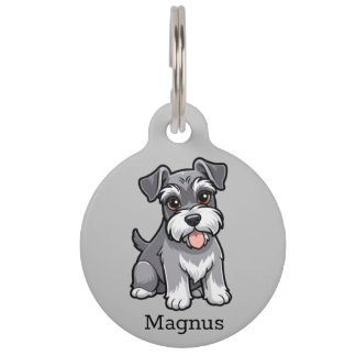 Moeie Cartoon Schnauzer Gepersonaliseerde ID Tag v Huisdierpenning