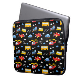 Moeie Cartoon Voertuigen Patroon Laptop Sleeve
