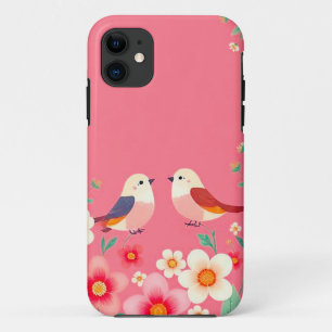 Moeie Cartoon Vogels Dagelijkse Bescherming Greep Case-Mate iPhone Case