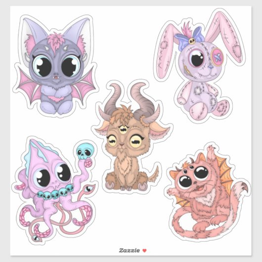 Moeie Chibi Halloween Monsters- handgetekend Sticker (Vel)