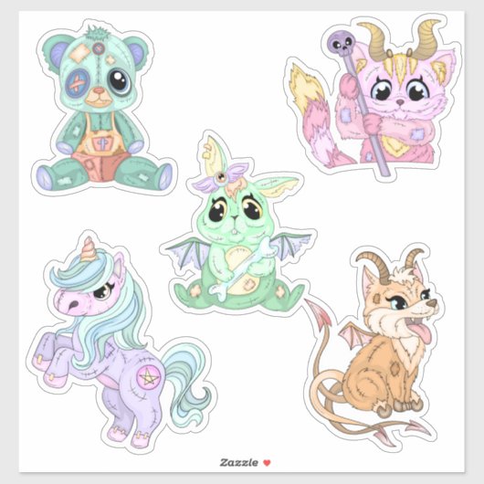 Moeie Chibi Halloween Monsters- handgetekend Sticker (Vel)