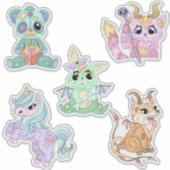 Moeie Chibi Halloween Monsters- handgetekend Sticker (Voorkant)