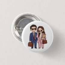 Moeie Chibi K-drama advocaat koppel badge speldje