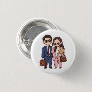 Moeie Chibi K-drama advocaat koppel badge speldje