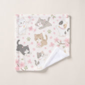 Moeie Chibi Kittens en Kersenbloesems Bad Handdoek (Wasdoekje)