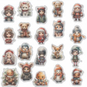 Moeie Chibi op maat gesneden vinyl sticker vel (Voorkant)