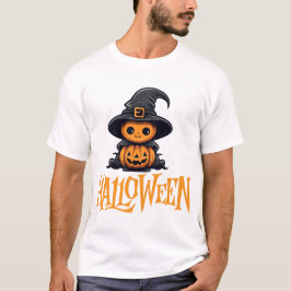 Moeie Chibi Pompoen Heksenhoed Halloween Grafisch T-shirt