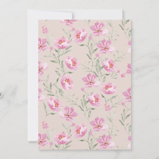 Moeie Dieren Bloemig Roze Roze Meisje Baby Shower Kaart (Achterkant)