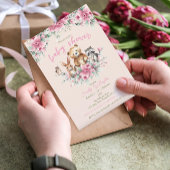 Moeie Dieren Bloemig Roze Roze Meisje Baby Shower Kaart