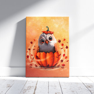 Moeie dieren van een uil: Het herfstbos Canvas Afdruk