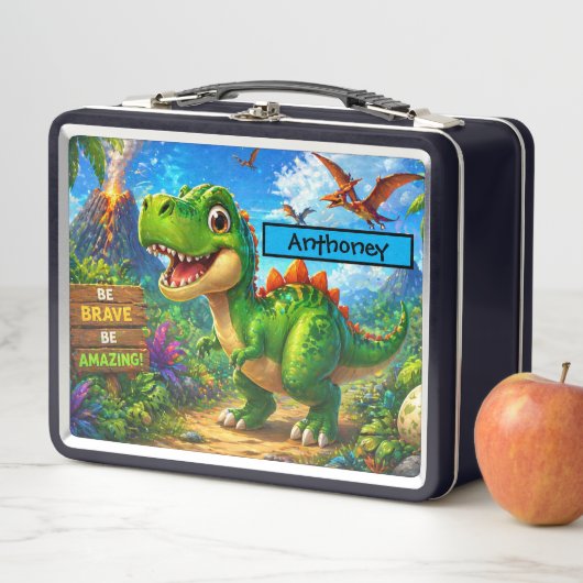 Moeie Dinosaur Kinderen Lunchbox Kleurrijke T Rex (In situ)