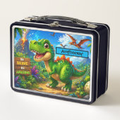Moeie Dinosaur Kinderen Lunchbox Kleurrijke T Rex (Voorkant)