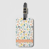 Moeie Dinosaurus Alfabet Patroon Aangepaste Naam Bagagelabel (Voorkant (verticaal))