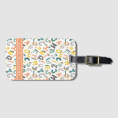 Moeie Dinosaurus Alfabet Patroon Aangepaste Naam Bagagelabel (Voorkant (horizontaal))