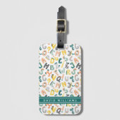 Moeie Dinosaurus Alfabet Patroon Aangepaste Naam Bagagelabel (Voorkant (verticaal))