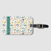 Moeie Dinosaurus Alfabet Patroon Aangepaste Naam Bagagelabel (Voorkant (horizontaal))