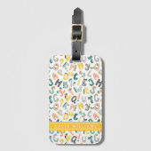 Moeie Dinosaurus Alfabet Patroon Aangepaste Naam Bagagelabel (Voorkant (verticaal))