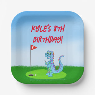 Moeie dinosaurus golf thema kinder verjaardag serv papieren bordje