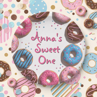 Moeie Donuts 1e Verjaardag Papieren Bordje