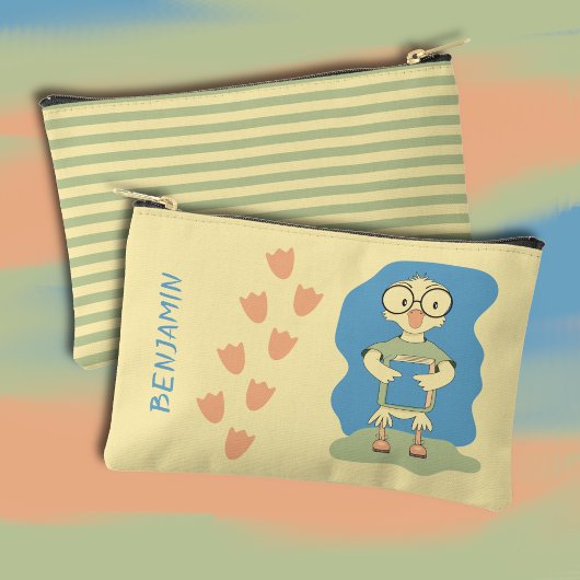 Moeie Eend Nerd met Boek Kind Geel Potlood Etui 