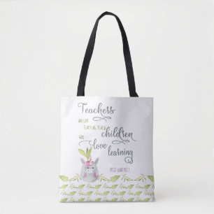 Moeie Eenhoorn in Pot en Lerarencitaat Tote Bag