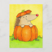 Moeie egel in pompoen herfst briefkaart (Voorkant)