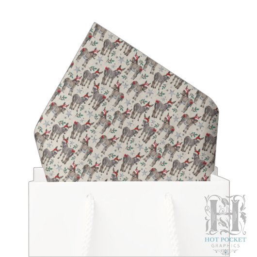 Moeie Ezel Kerst Tissue Papier in Crème