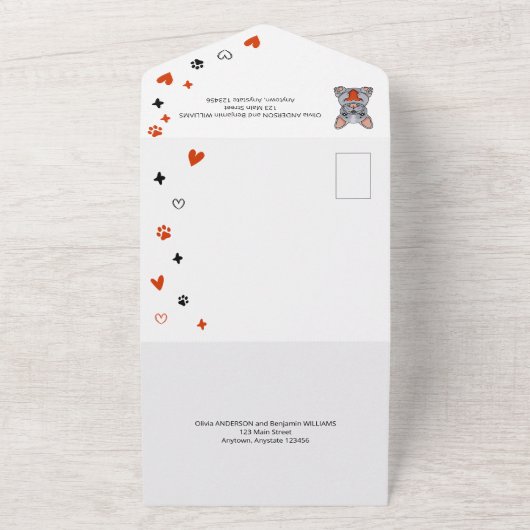 Moeie Franse Bulldog Bruiloft All In One Uitnodiging (Buitenkant)