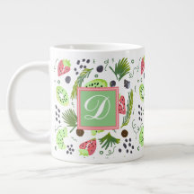 Moeie Fruit Salade Kiwi Aardbeien Doodle Monogram