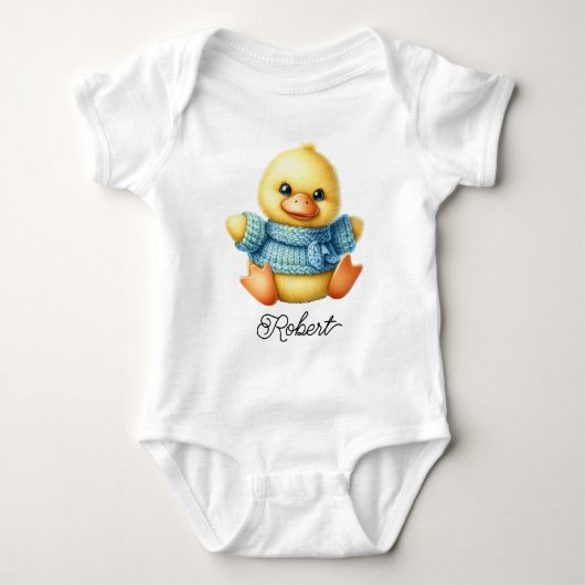Moeie Gebreide Baby Eend Romper (Voorkant)