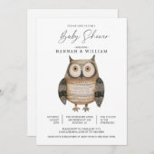 Moeie Gebreide Bosuil Baby Shower Kaart (Voorkant / Achterkant)