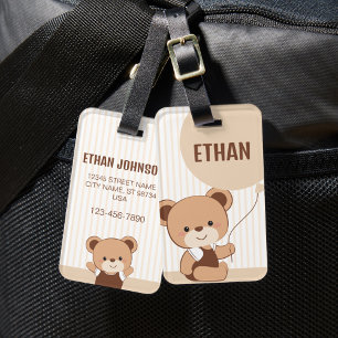 Moeie gepersonaliseerde beer bagage label