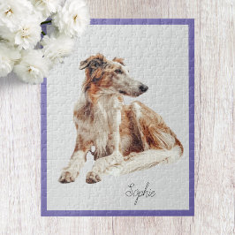 Moeie gepersonaliseerde Borzoi-hond legpuzzel