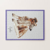 Moeie gepersonaliseerde Borzoi-hond legpuzzel (Horizontaal)