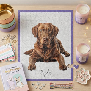 Moeie Gepersonaliseerde Chocoladebruine Labradors Legpuzzel