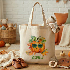 Moeie gepersonaliseerde herfstpompoen kinderentass tote bag