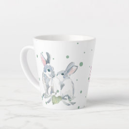 Moeie Gepersonaliseerde Konijn Groen Waterverf Latte Mok