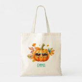 Moeie gepersonaliseerde pompoen herfst boodschappe tote bag (Achterkant)