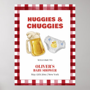 Moeie geruite Huggies Luier Baby Shower Welkom Poster