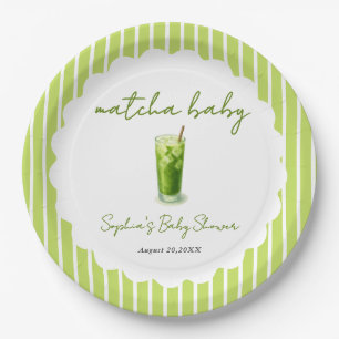 Moeie Golvende Matcha Baby Groene Moderne Baby Sho Papieren Bordje